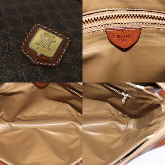 CELINE Macadam Canvas Shoulder Bag Pvc Leather Brown Gold - Picture 11 of 12